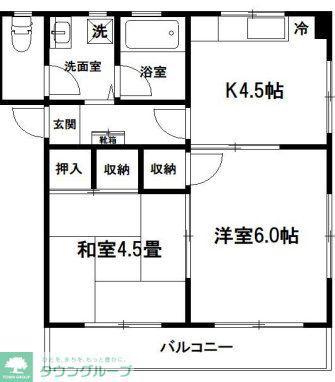 コーポレート北栄(2K/1階)の間取り写真