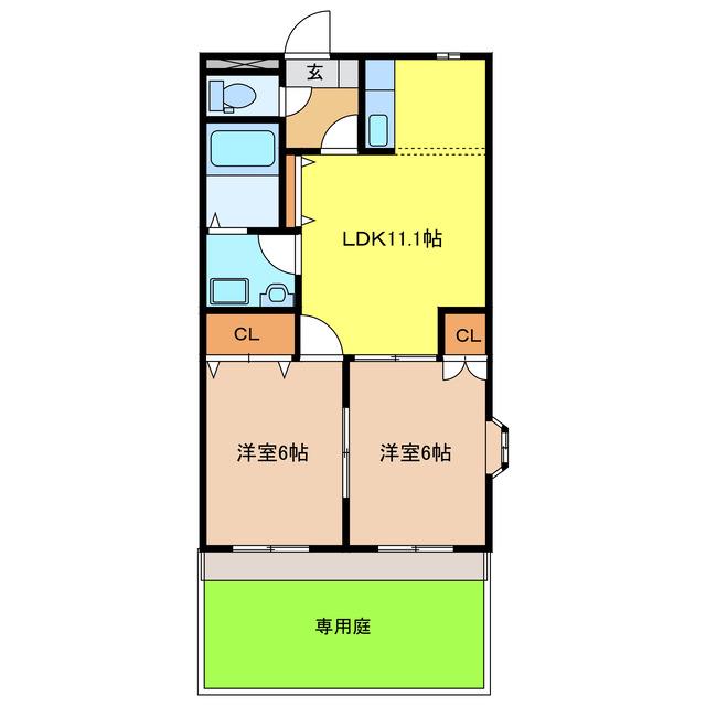 KANADEBITO(2LDK/1階)の間取り写真