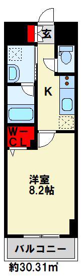 テゾーロ行橋(1K/4階)の間取り写真