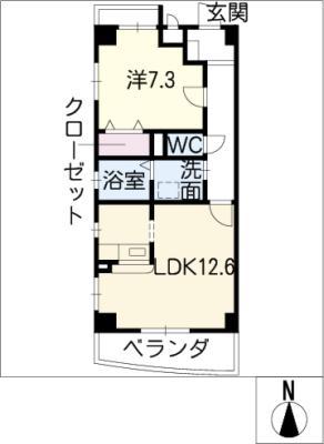 PRIMIYELL JYOJYO(1LDK/6階)の間取り写真