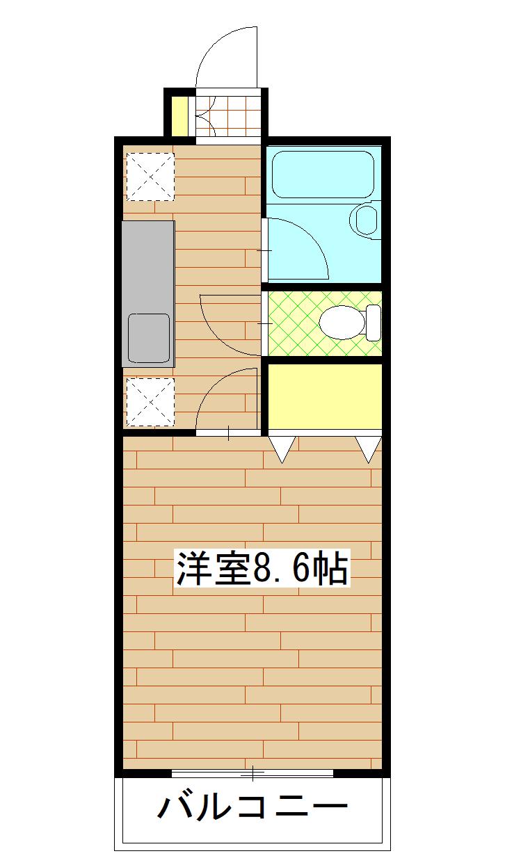 グレイスハイツ山手町(1K/2階)の間取り写真