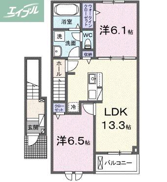 アヴェニールガーデン(2LDK/2階)の間取り写真