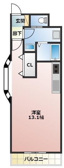 デルフィカーサ(ワンルーム/2階)の間取り写真