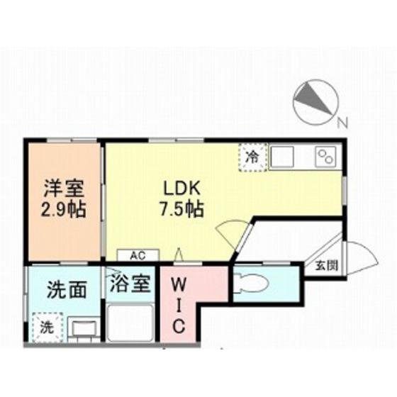 FELICE田島 B棟(1LDK/1階)の間取り写真