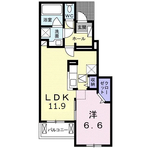 アルコバレーノ(1LDK/1階)の間取り写真
