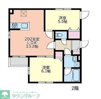 新川レジデンス(2LDK/2階)の間取り写真