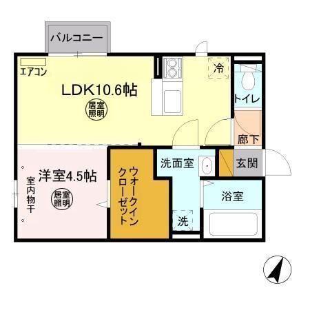 セジュール千波(1LDK/2階)の間取り写真