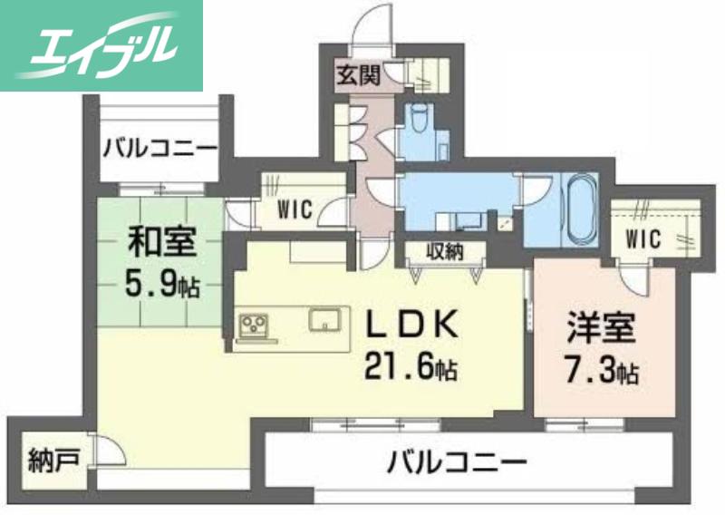 カーサ・カリダ(2LDK/2階)の間取り写真