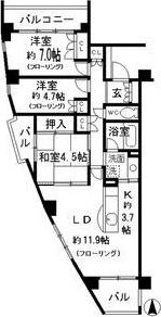 パーク・ホームズ覚王山サウス(3LDK/3階)の間取り写真