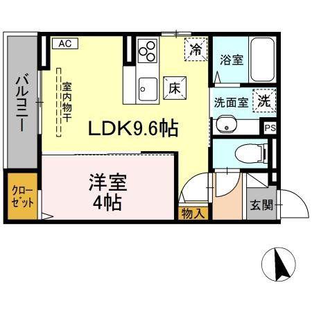 ASSET-COURT羽衣町(1LDK/2階)の間取り写真