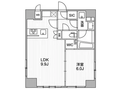 オルタナ銀座(1LDK/9階)の間取り写真