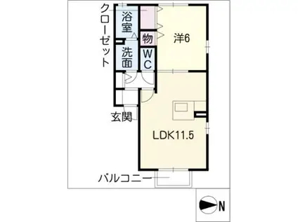 ホワイトステージ A棟(1LDK/2階)の間取り写真