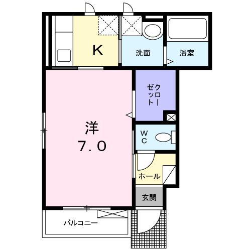 クレメント(1K/1階)の間取り写真