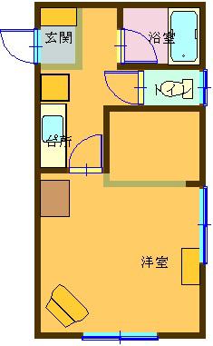 ハイムグリーンライフB(1K/2階)の間取り写真