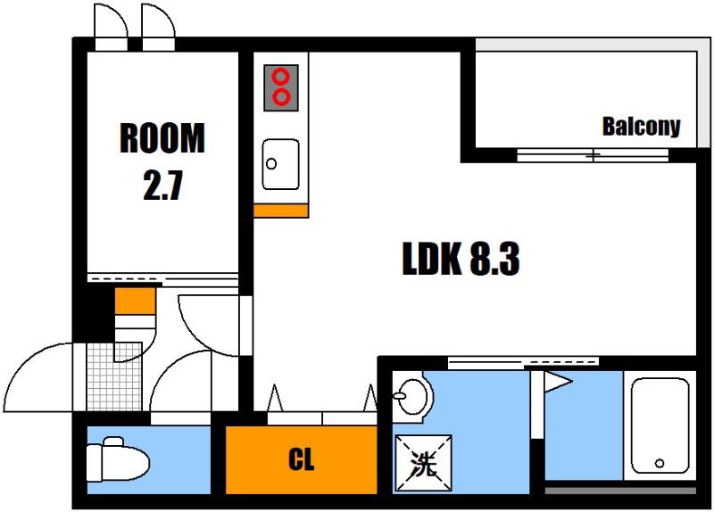 REGALESTビリオン(1LDK/3階)の間取り写真
