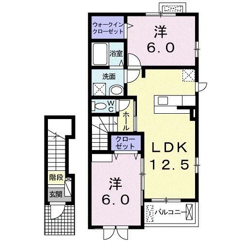 プラシード・N・II(2LDK/2階)の間取り写真