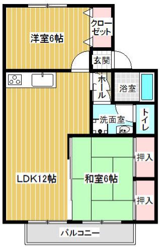 サンライズ東櫛原(2LDK/2階)の間取り写真