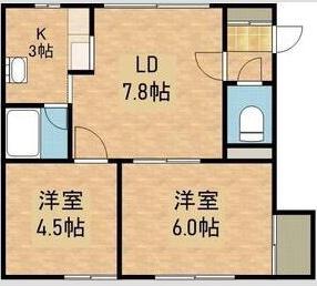 コーポ62(2LDK/1階)の間取り写真