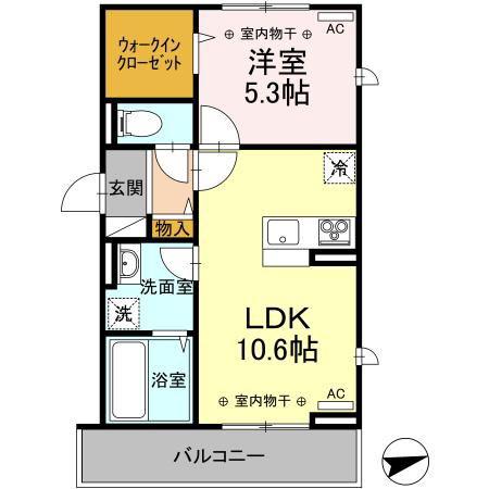 エスポワールII(1LDK/2階)の間取り写真
