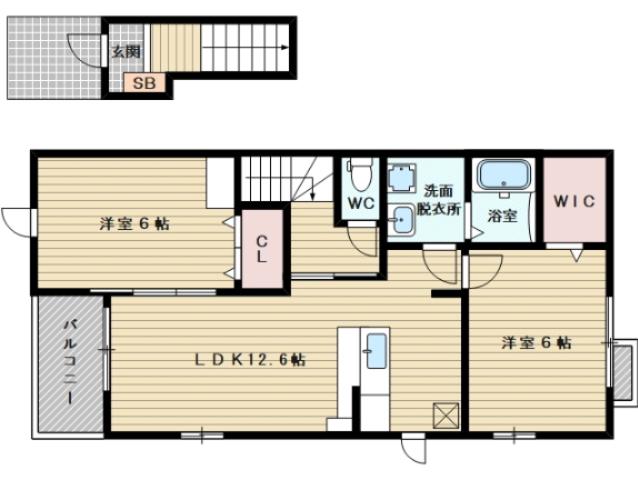 アラバスタ(2LDK/2階)の間取り写真