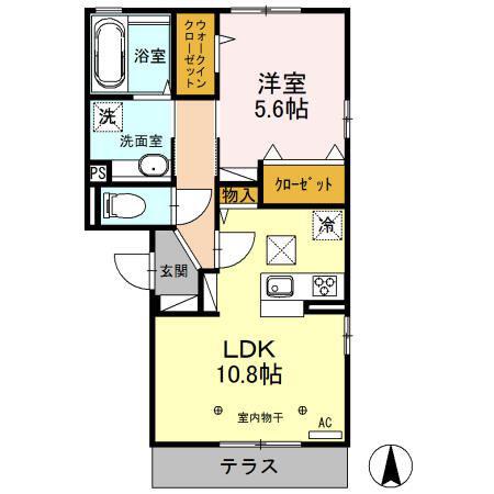 モン・シャトー(1LDK/1階)の間取り写真