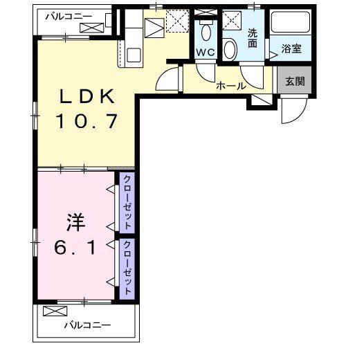 KURURI(1LDK/2階)の間取り写真