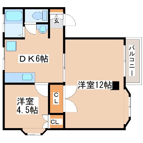 ヴィレッジコート山手A棟(3DK/1階)の間取り写真