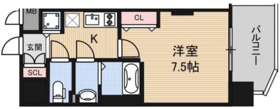 LUXE三国II(1K/5階)の間取り写真