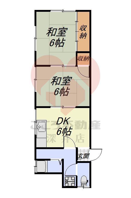 萬野アパート(2DK/1階)の間取り写真