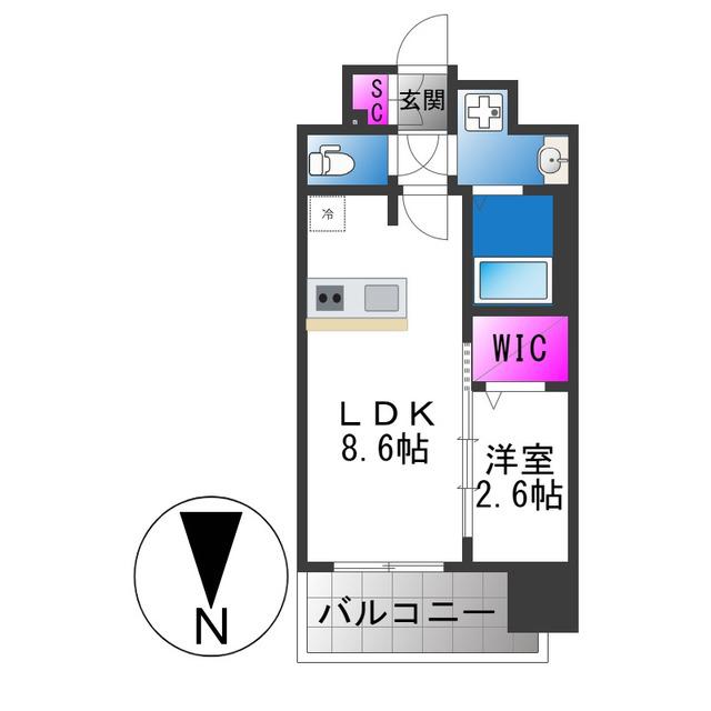 ファステート東大阪アダマス(1LDK/9階)の間取り写真