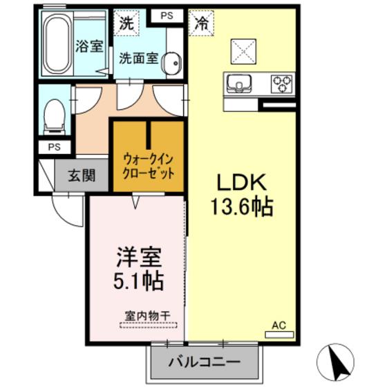 サンシャイン愛(1LDK/1階)の間取り写真