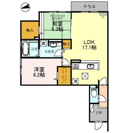 ガーデンパレス箕面A(2LDK/2階)の間取り写真
