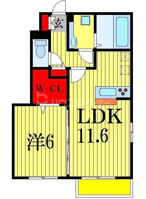 フルール(1LDK/1階)の間取り写真