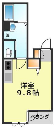 AZUR二子(ワンルーム/3階)の間取り写真