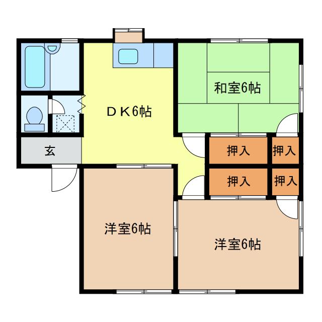 清流ハイツABC(3DK/1階)の間取り写真