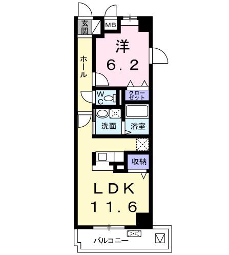 いちご館Ⅱ(1LDK/3階)の間取り写真