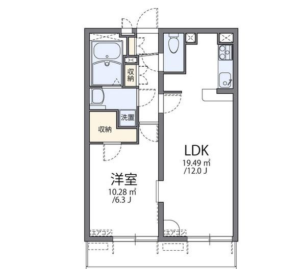 レオパレスエムエムワン(1LDK/4階)の間取り写真