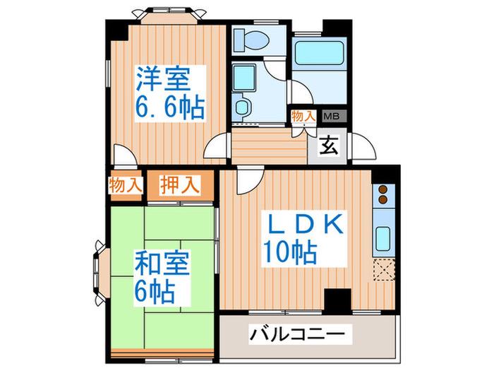 パ-クアヴェニュー壱番館(2LDK/3階)の間取り写真