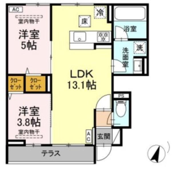 ミライ ネスト(2LDK/1階)の間取り写真