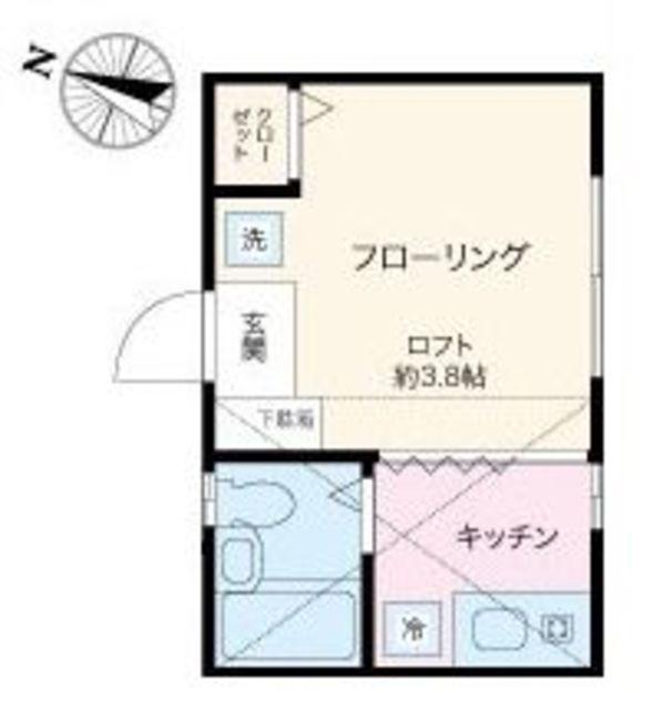 ロッソ池上A棟 A(ワンルーム/2階)の間取り写真