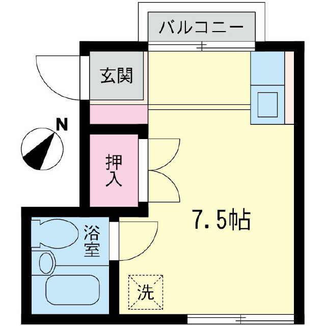 ハイツ豊口(ワンルーム/1階)の間取り写真