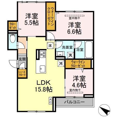 サン・クレール(3LDK/1階)の間取り写真