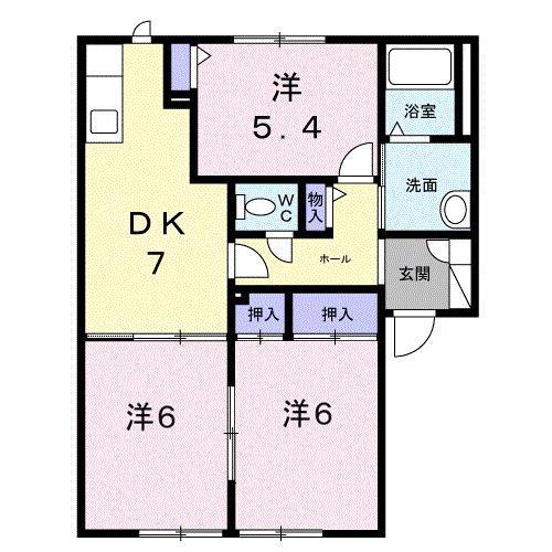 パークハイムA(3DK/1階)の間取り写真