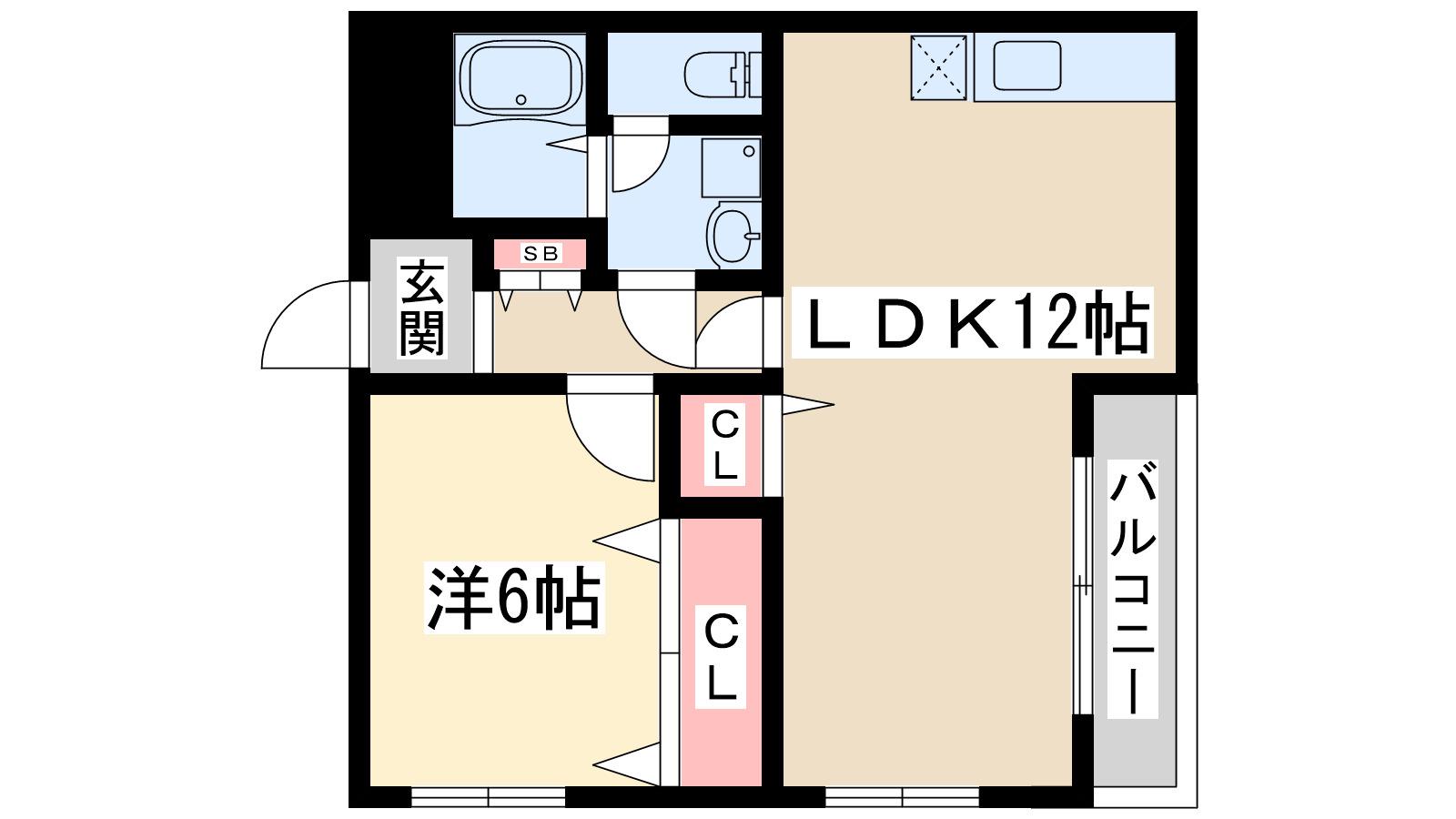 メイウール木川中里B棟(1LDK/4階)の間取り写真
