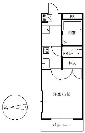 ハイクオリティーながえ(1K/4階)の間取り写真