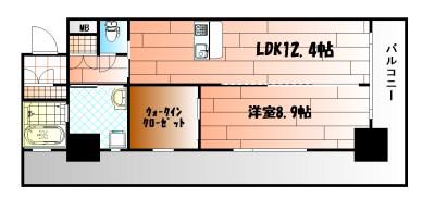 BAY SIDE ASANO ベイサイドアサノ(1LDK/4階)の間取り写真
