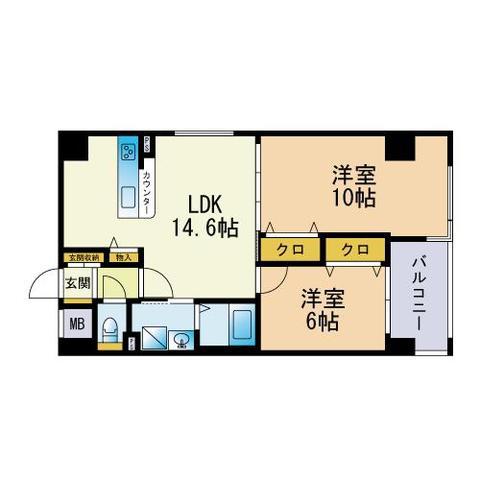 藤8番館(2LDK/9階)の間取り写真