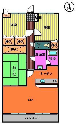 レジデンス八幡(3LDK/1階)の間取り写真