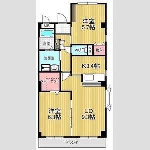 グランソレイユ水広(2LDK/2階)の間取り写真