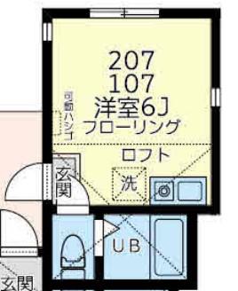 ユナイト三ツ沢シャトルーの杜(ワンルーム/1階)の間取り写真